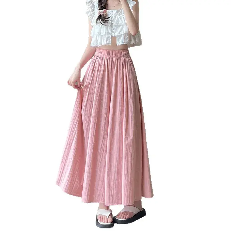 Macaron Five Color Summer High Waist Slimming Half Skirt Casual Ice Silk Wide Leg Pants Women's Fashionable Casual Skirt