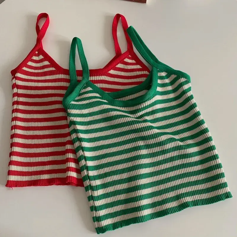Plus Size Women's Knitted Stripe Camisole Summer Slimming Top Inner Wear Chinese Brand Fashionable plus Size Vest/Tank Top