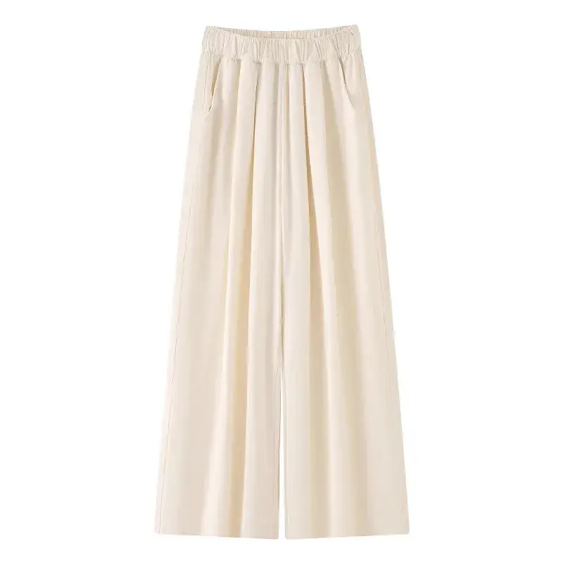 High Waist Wide Leg Pants Women's Summer Ice Silk Loose Fit Small Stature Mountainamoto Casual Loose Feeling Capris