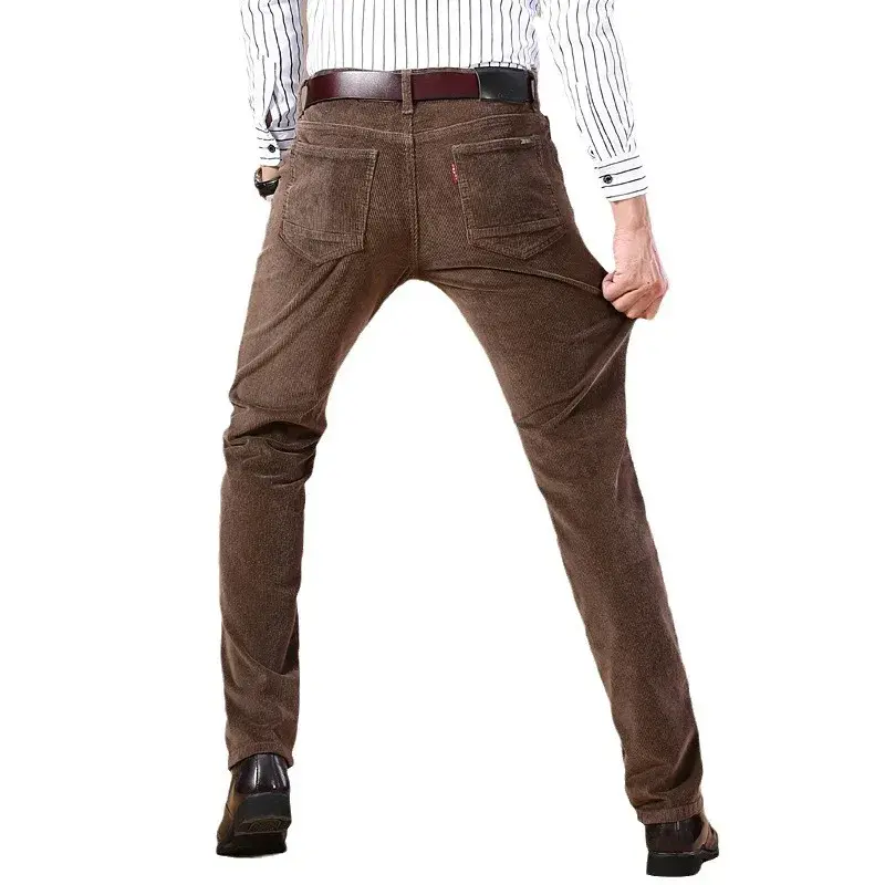 Men's Corduroy Casual Pants Straight Leg Loose Fit Youth Winter Thick Warm Velvet Sweatpants Sweatpant Baggy Sweatpants