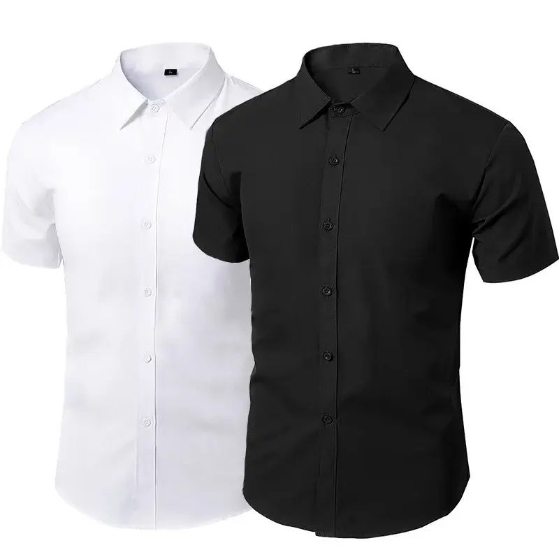 Men's Long Sleeve Casual Shirt Slim Fit Business Style White Workwear Fashion Korean Version No Ironing Required
