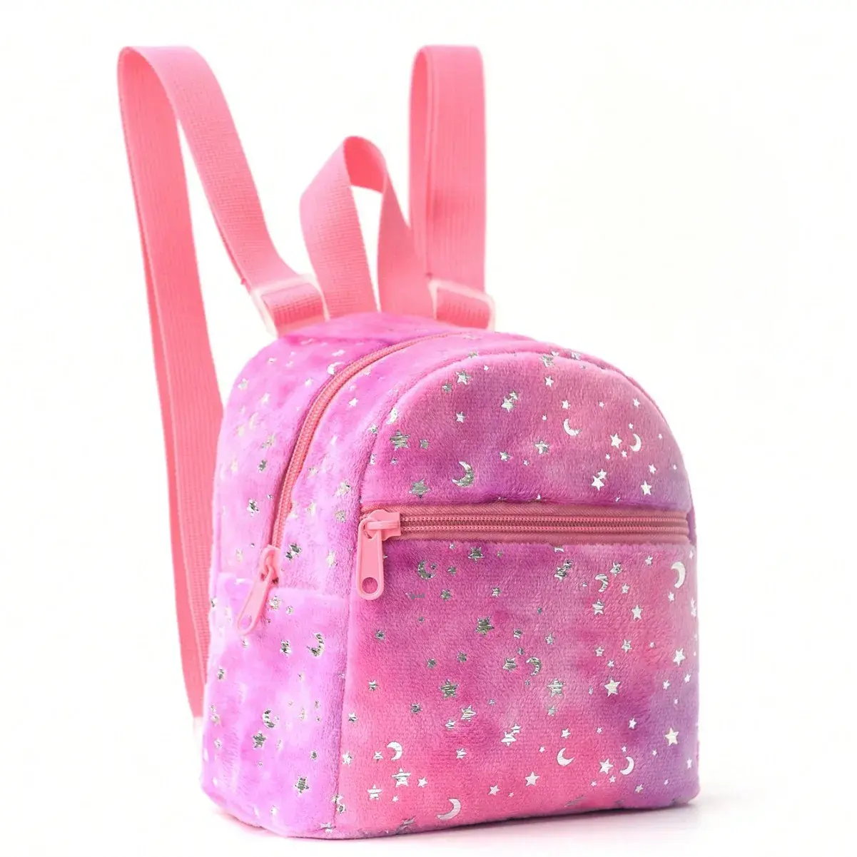 Mini Cute Star Moon Printing Soft Plush Women's Backpack Adjustable Strap Dual Shoulder Bag Cross-border New Arrival
