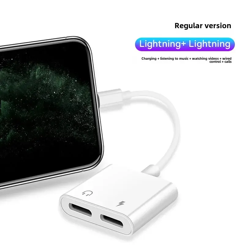For Apple 8 Lightning Adapter Dual USB Charging Listening Two-In-One Transition Adapter Motorcycle Equipment Accessories