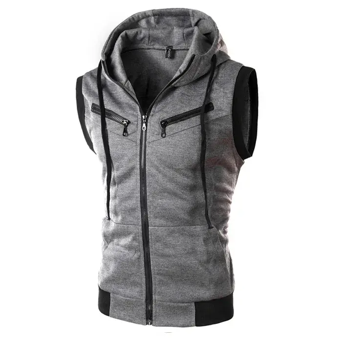 Hot Sale Summer New Men's Hooded Sleeveless Vest Pure Color Casual Slim Fit Vest WZ10A Comfortable Breathable Casual Wear