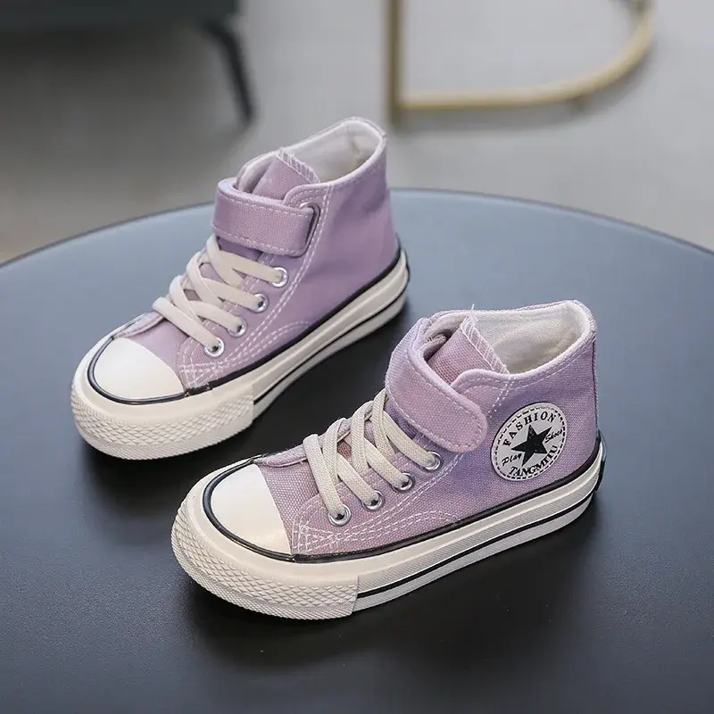 Children's High-Top Canvas Shoes 2023 Spring New Style Baby Breathable Casual Shoes Boys' Shoes Leisure Shoes For Kids