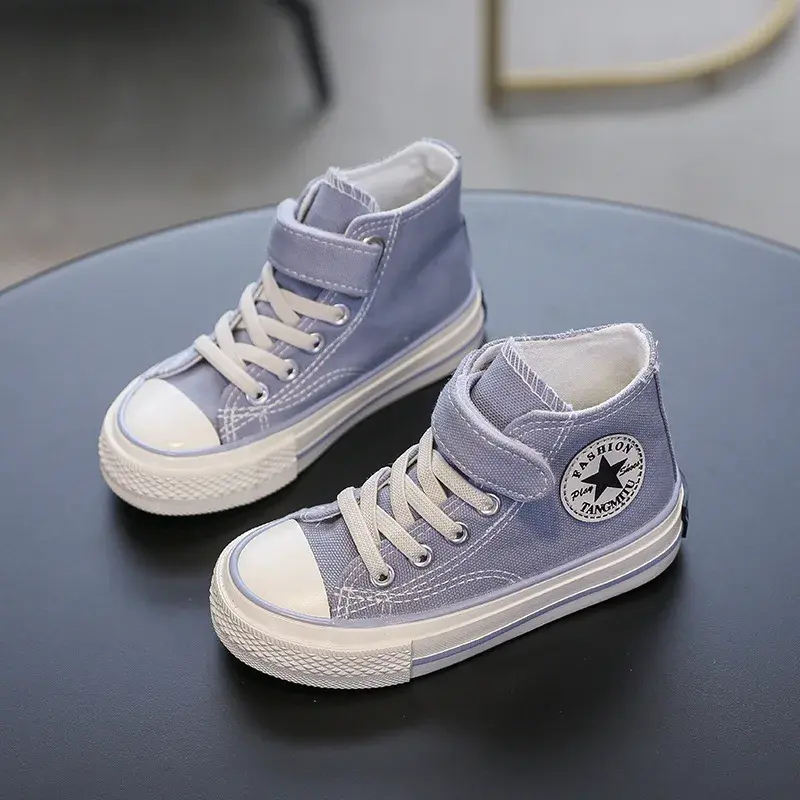 Children's High-Top Canvas Shoes 2023 Spring New Style Baby Breathable Casual Shoes Boys' Shoes Leisure Shoes For Kids