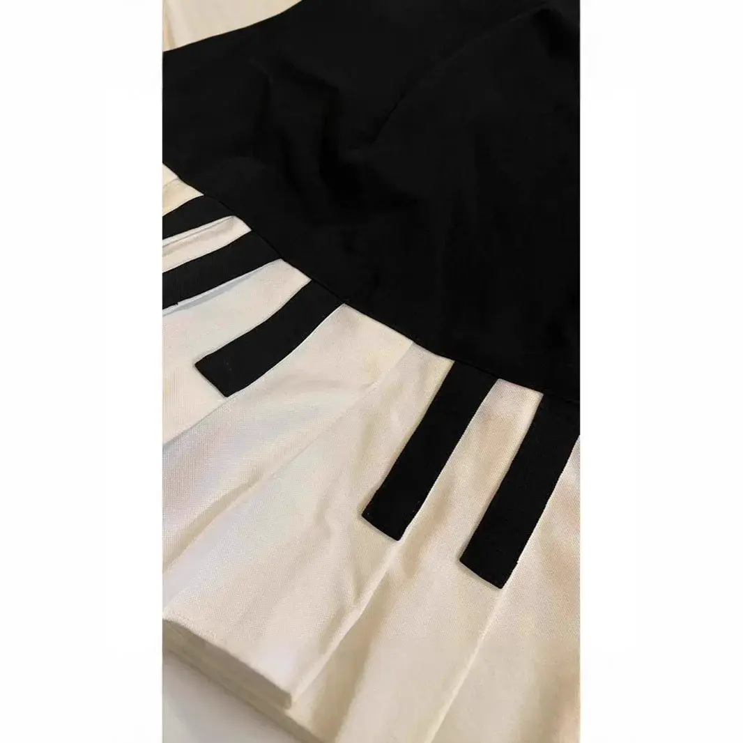 American Retro Black White Piano Half Skirt Women's Summer New Design High Waist Slim Fit Midi Skirt Stylish Slimming Skirt