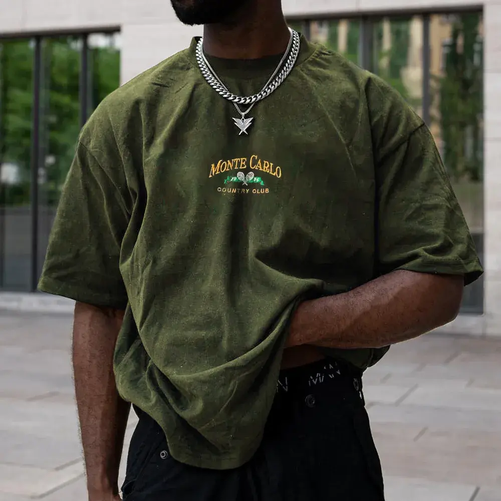 Loose Fit Men's Retro Print T-Shirt Summer Outdoor Casual Big Size Top Large Silhouette AE Stock Brand Casual Camouflage Style