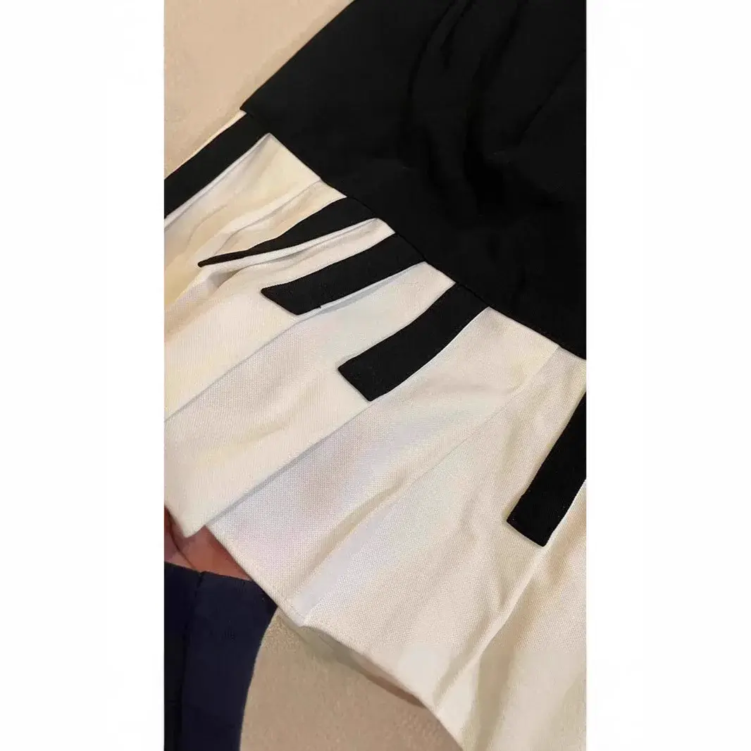 American Retro Black White Piano Half Skirt Women's Summer New Design High Waist Slim Fit Midi Skirt Stylish Slimming Skirt