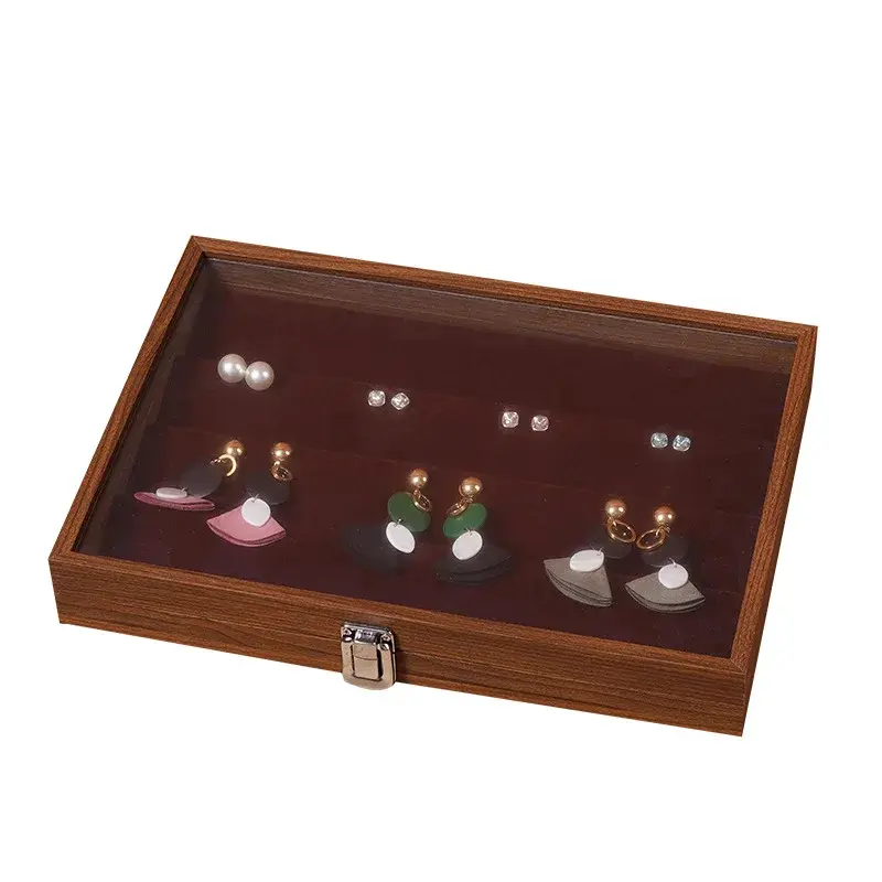 Walnut Wood Storage Box With Lid For Jewelry And Accessories Storing Bracelets Necklaces Rings Earrings Organizer Box