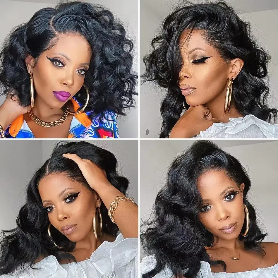 New Natural Short Curling Wig Women's Parted Black Wig Head Cover Fiber Hair Extensions Human Hair Wigs for Women