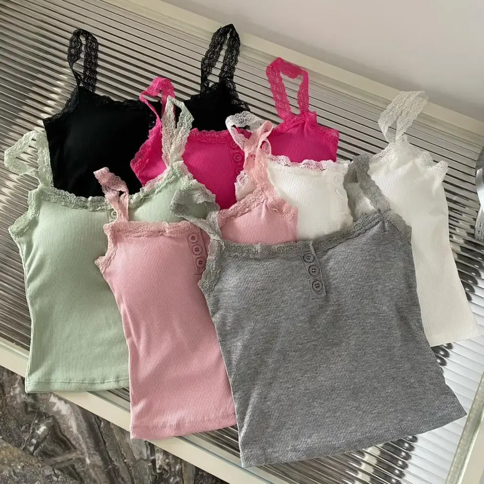 Plus Size Pure Lace Tank Top Summer Base Vest With Chest Pad Wrap Chest Lacetank Large Size Vest Top From China Mainland