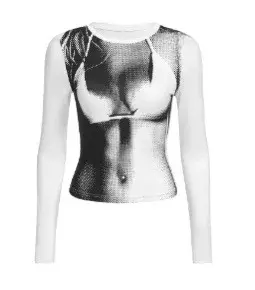 Summer Women Slim Fit Irregular Chest Enhancing Printed Tank Top Strapless Bralette Streetwear Cotton Polyester Blend