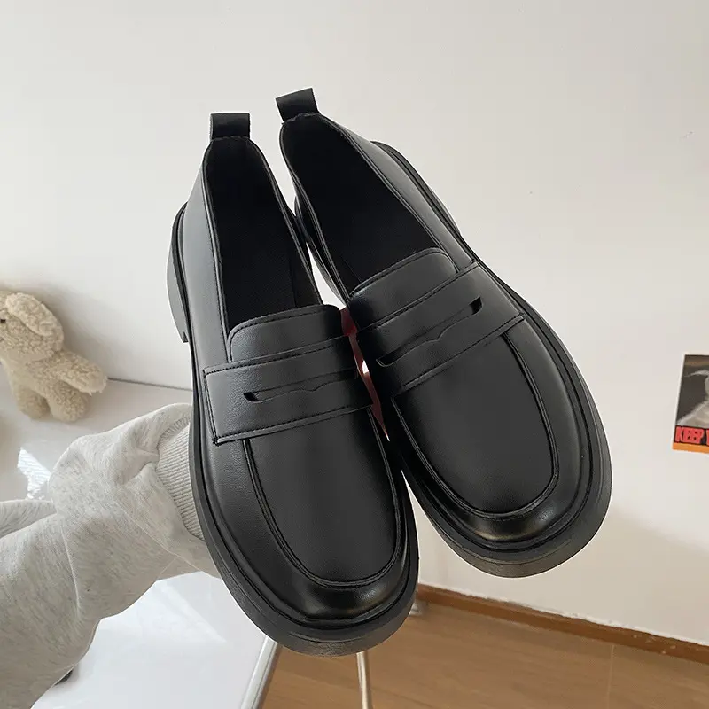 Preppy Style British Style Flat Shoes Women's Spring Autumn New Arrival Thick Sole Comfortable Casual Shoes Leather Loafers
