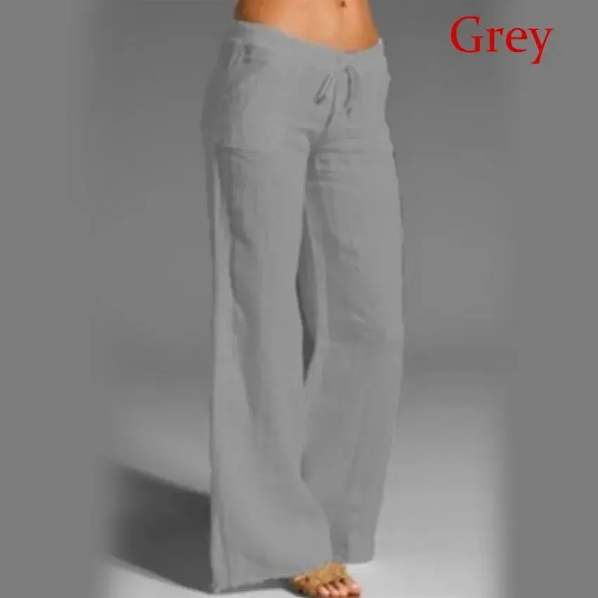 Amazon Best Seller New Women's High-Waisted Bell Bottoms Large Size Cotton Linen Casual Pants With Pocket For Comfort Fit