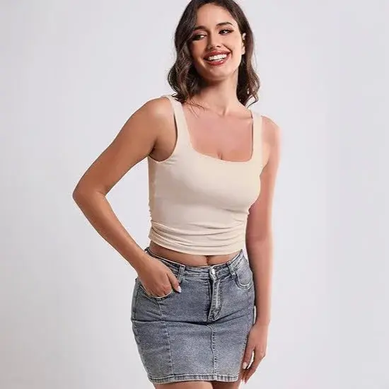 Summer Square Collar Backless Tank Top Women's Design Sensation Sleeveless Base Shirt for Outer Wear And Inner Match