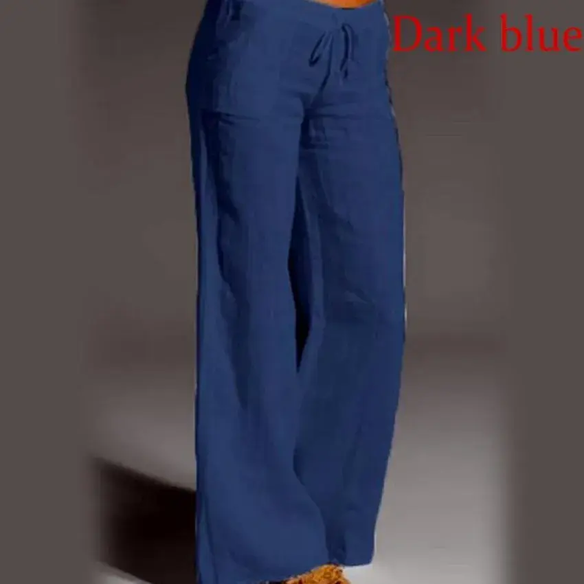 Amazon Best Seller New Women's High-Waisted Bell Bottoms Large Size Cotton Linen Casual Pants With Pocket For Comfort Fit
