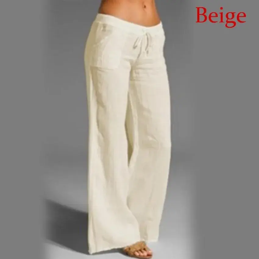 Amazon Best Seller New Women's High-Waisted Bell Bottoms Large Size Cotton Linen Casual Pants With Pocket For Comfort Fit