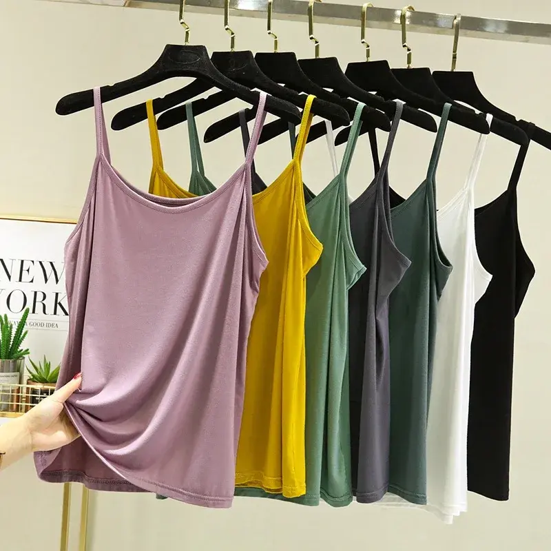 Modale Small Tankvest Women's Cropped Top Summer Sleeveless Inner Black White Plus Size Outer Wear Base Layer Top Thin