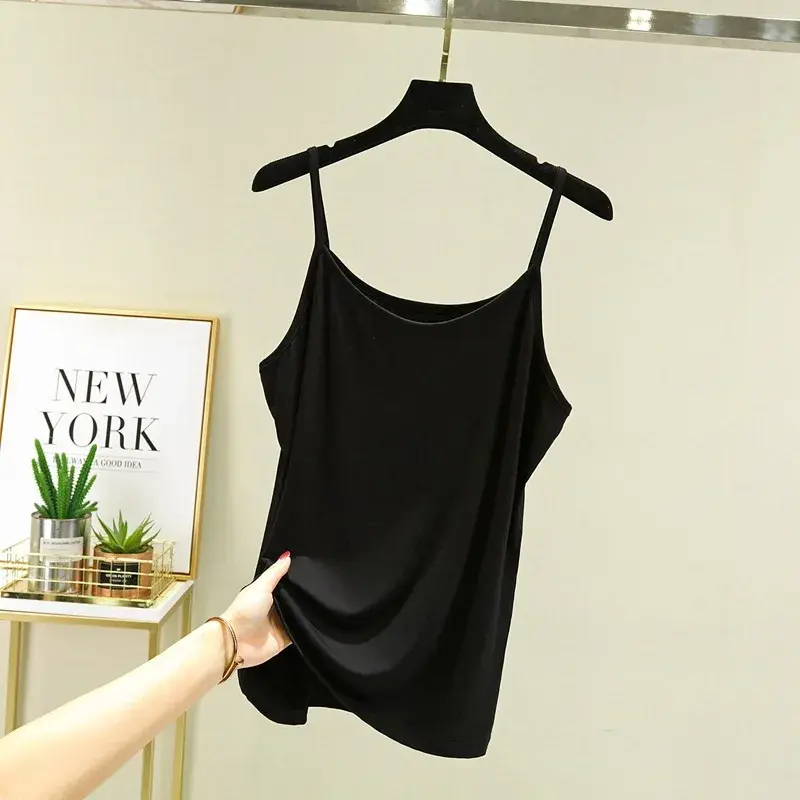 Modale Small Tankvest Women's Cropped Top Summer Sleeveless Inner Black White Plus Size Outer Wear Base Layer Top Thin