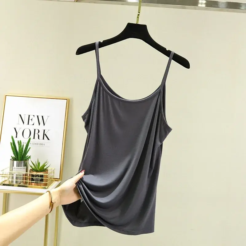Modale Small Tankvest Women's Cropped Top Summer Sleeveless Inner Black White Plus Size Outer Wear Base Layer Top Thin