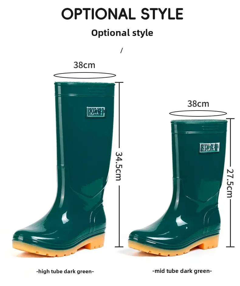 Women's High-top Rain Shoes Anti-slip Waterproof Fashionable Mid-top Warm Boots Long-lasting Rubber Material Fleece Lining