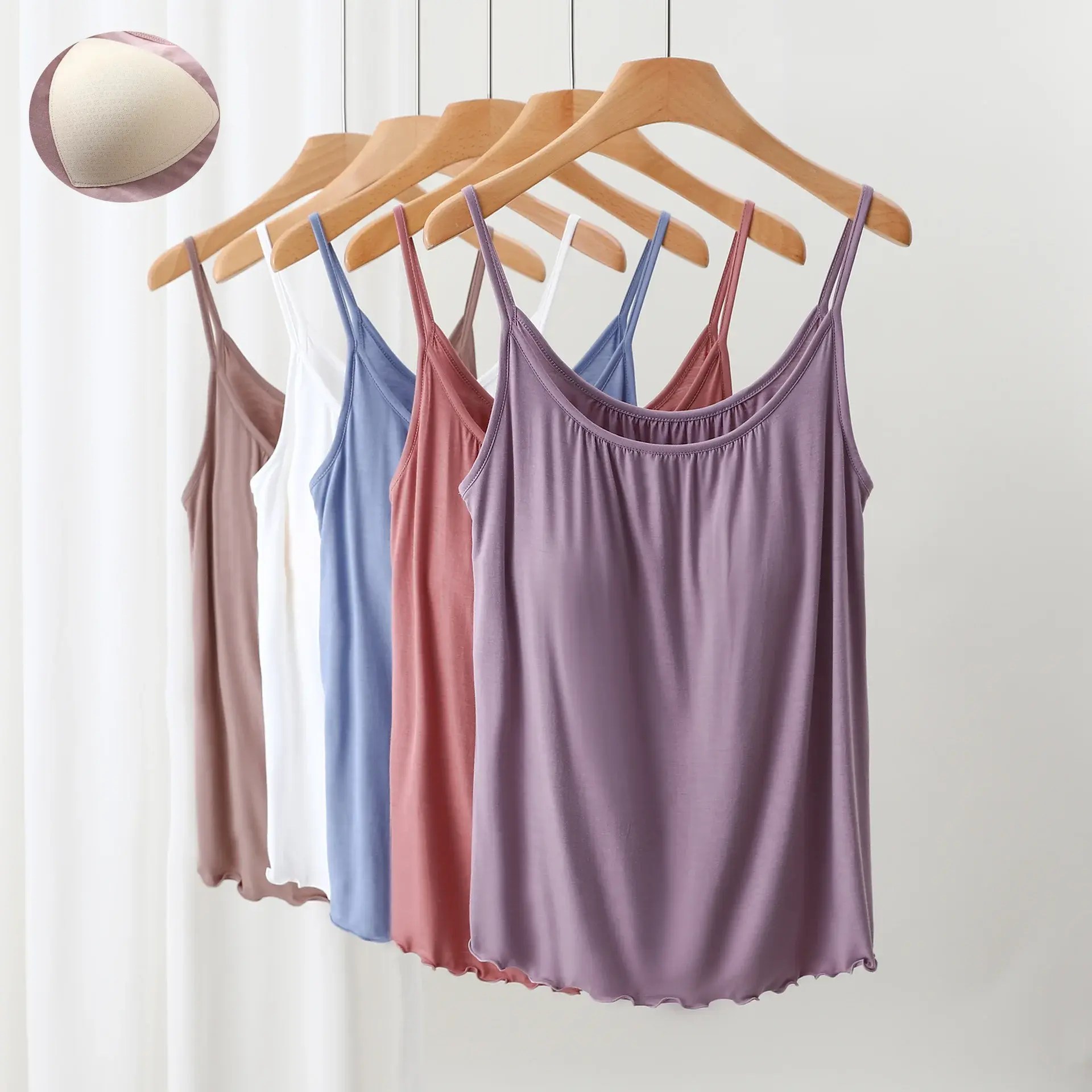 Modal Summer Strap Vest Bra Underwear with Chest Pad No Steel Ring One-Piece Loose Sleeping Gown New Style Women's Clothing