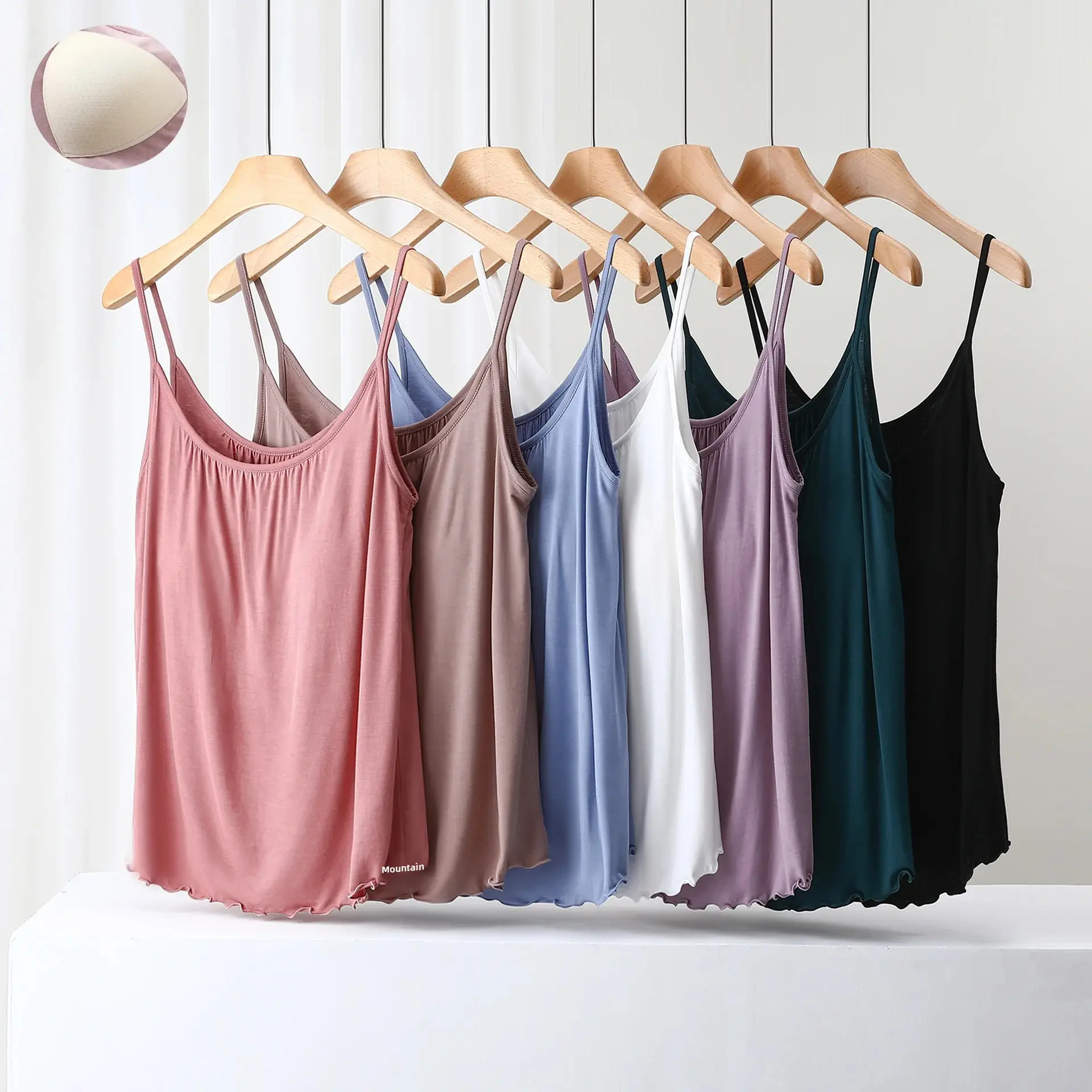 Modal Summer Strap Vest Bra Underwear with Chest Pad No Steel Ring One-Piece Loose Sleeping Gown New Style Women's Clothing