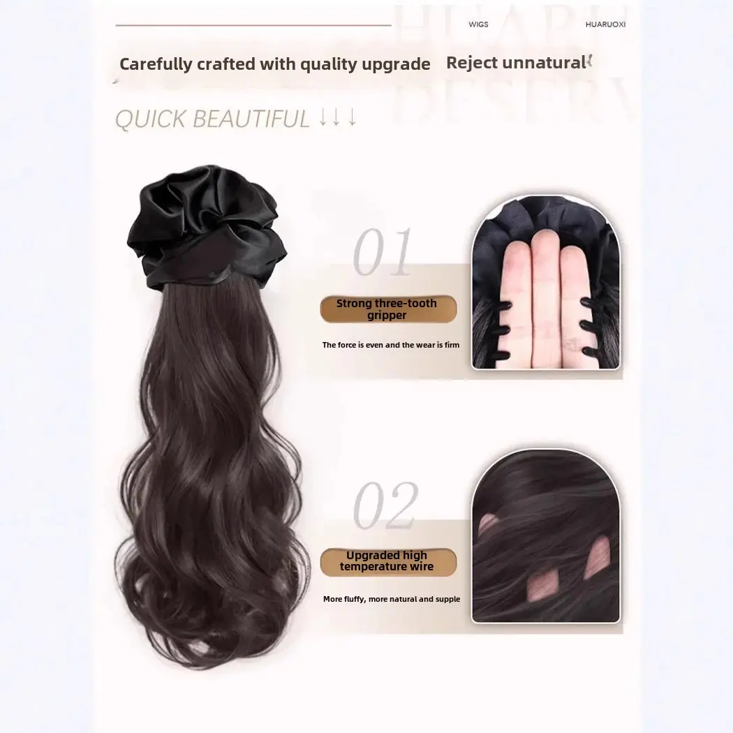 Women's Fashionable Long Hair Wave Scrape Clip-On Natural Hair Extension One-Piece Voluminous Curly Hair Accessory