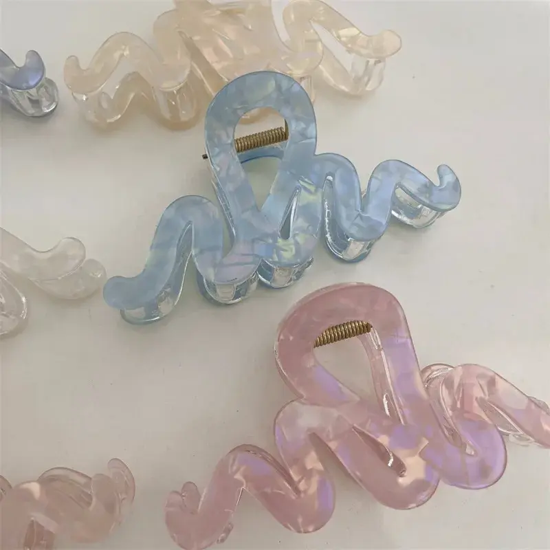 New Fashion Colorful Mermaid Shark Bite Hair Claw Large Size Wave Hairstyle Fish Tail Hair Accessory Professional Salon Hairpin