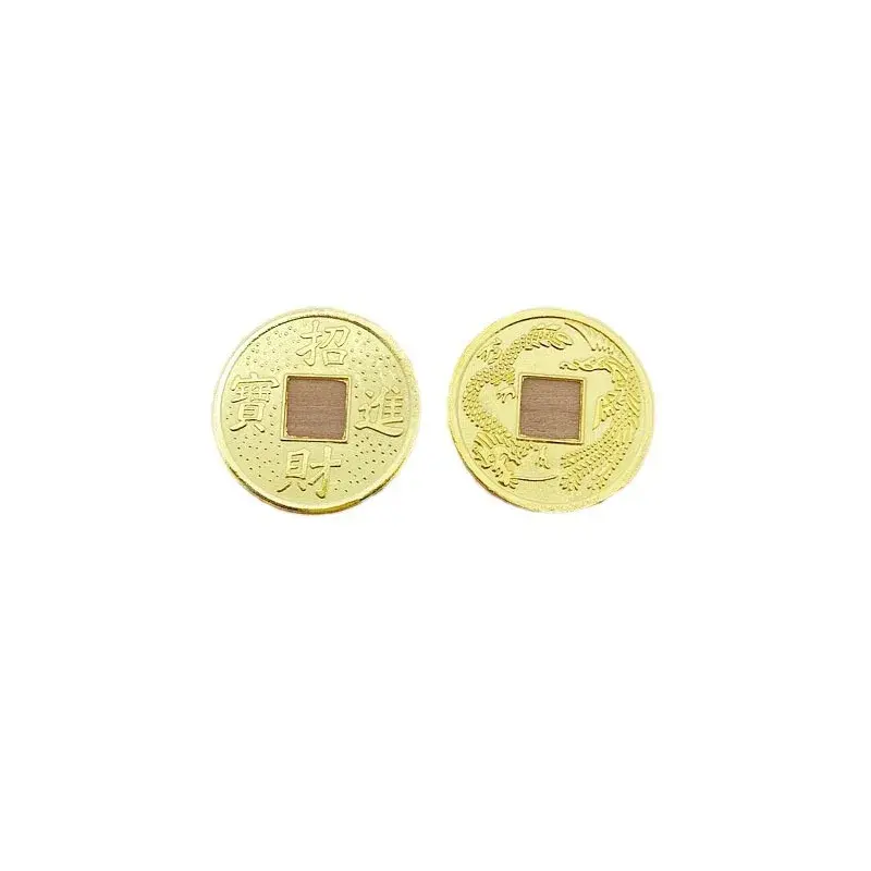 Prosperity Tree Artisan Accessories Copper Coin Alloy Copper Coin 2.0cm Gold Lucky Dragon Phoenix Copper Coin With Resin Accesso