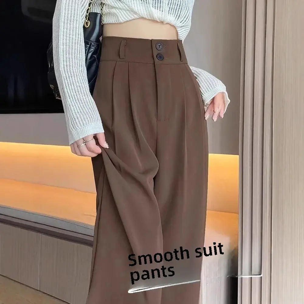 High Waist Straight Leg Suit Pants Casual Drapey Hip Concealing Wide Leg Trousers for plus Size Women Spring Summer New Style
