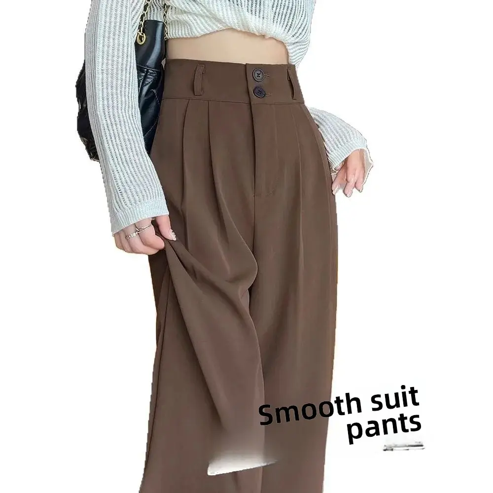 High Waist Straight Leg Suit Pants Casual Drapey Hip Concealing Wide Leg Trousers for plus Size Women Spring Summer New Style