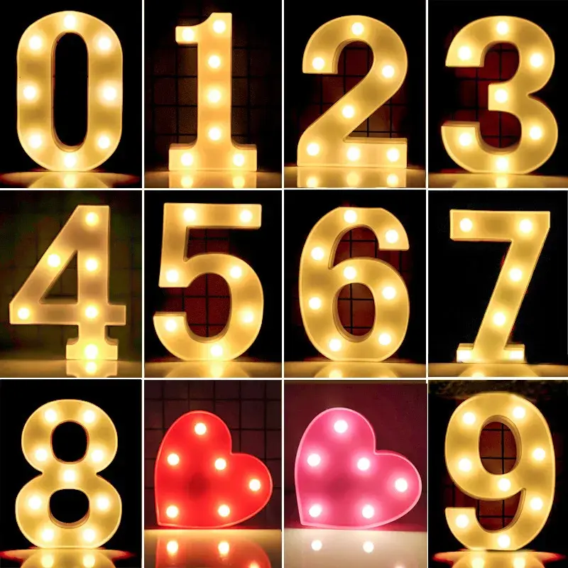 Romantic LED Digital Color Lights Birthday Wishing Lanterns Wholesale Glowing Letter Props Scenic Props Vessel Accessories