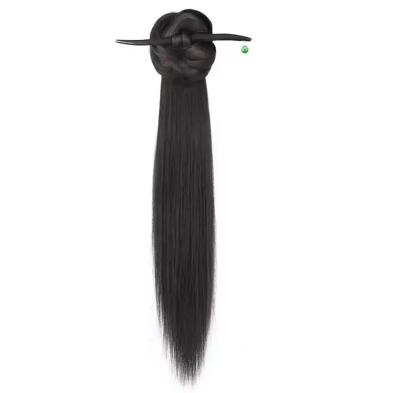 Traditional Chinese Style Hairpin Tail Fake Hair Ball Integrated Clip Hair Accessory National Trend Hanfu Qipao Fake Braid
