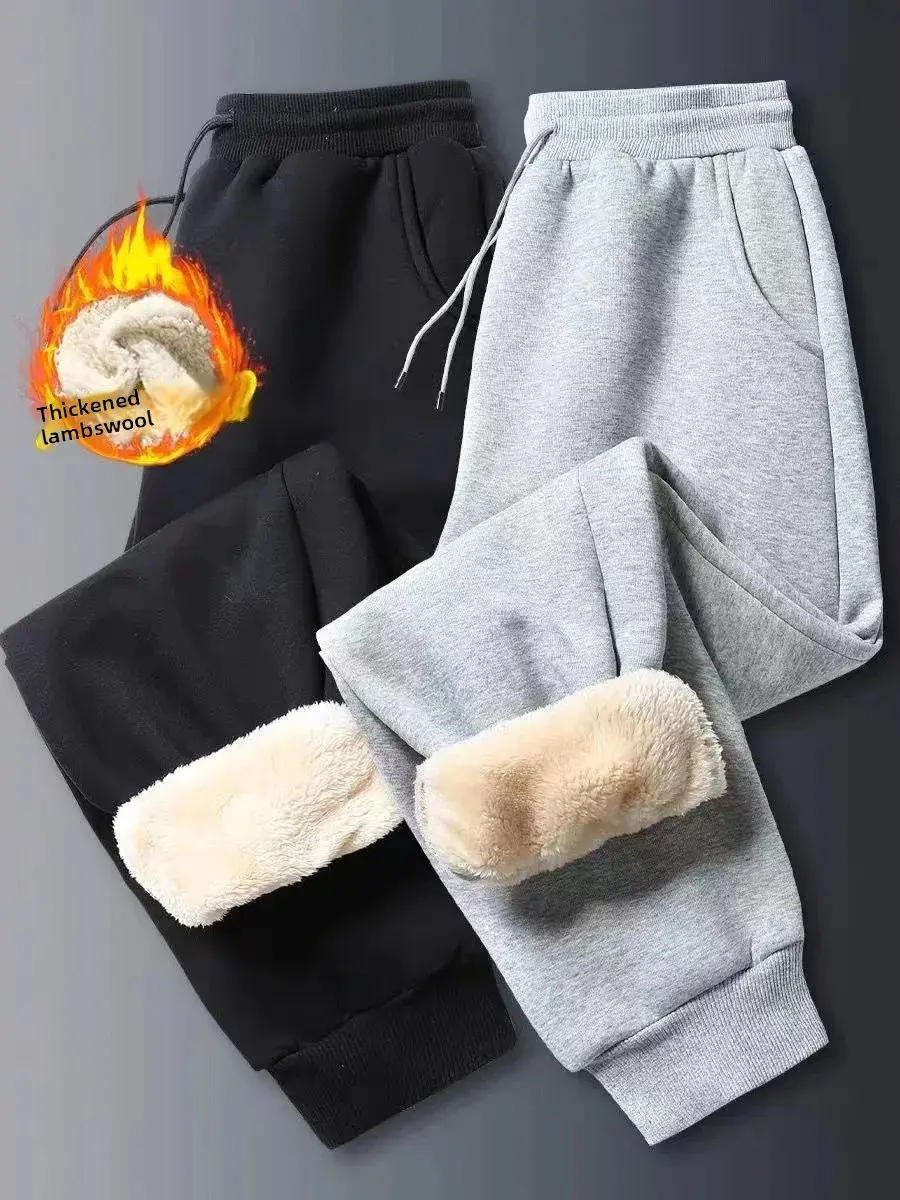 Women's Fleece Lined Thickened Elastic Waist Slim Fit Long Pants Autumn Winter New Arrival Casual Trousers Warm Cuffed Sweatpant