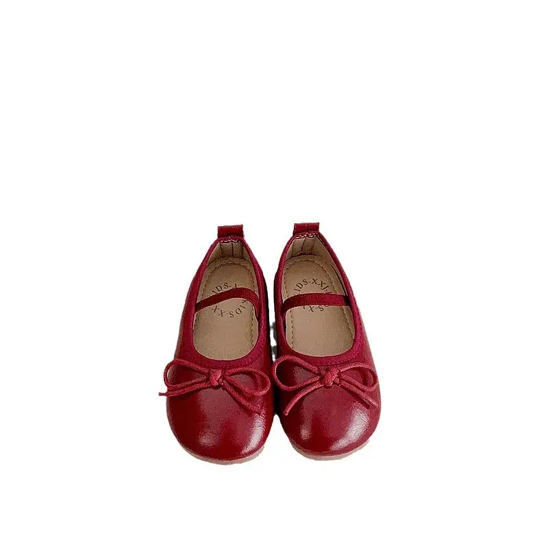Trendy Women's Children's Leather Shoes Silver Princess Soft-Soled Beans Shoes Red Single Shoe Summer Season New Arrival