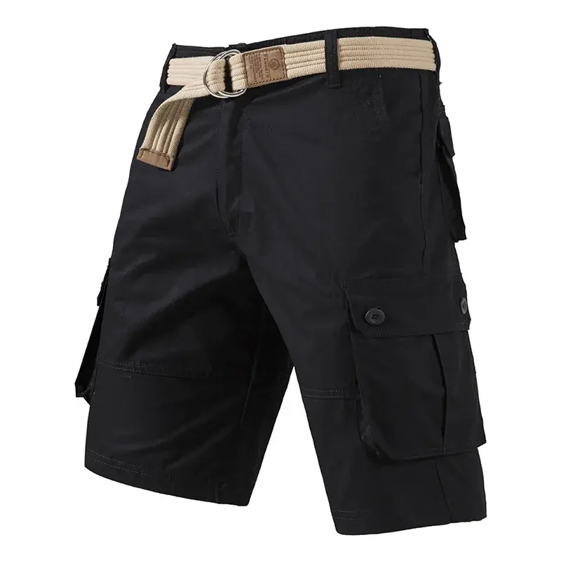 Amazon New Pure Cotton Men's Loose-Fit Work Shorts Five-Pocket Solid Color Casual Pants Summer Comfortable Pants