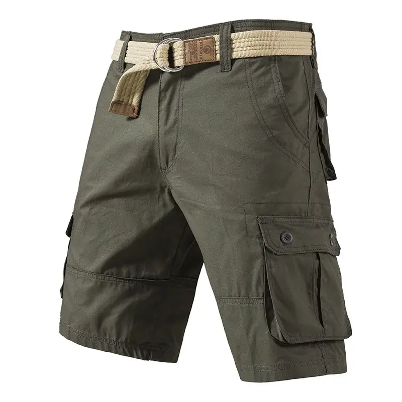 Amazon New Pure Cotton Men's Loose-Fit Work Shorts Five-Pocket Solid Color Casual Pants Summer Comfortable Pants