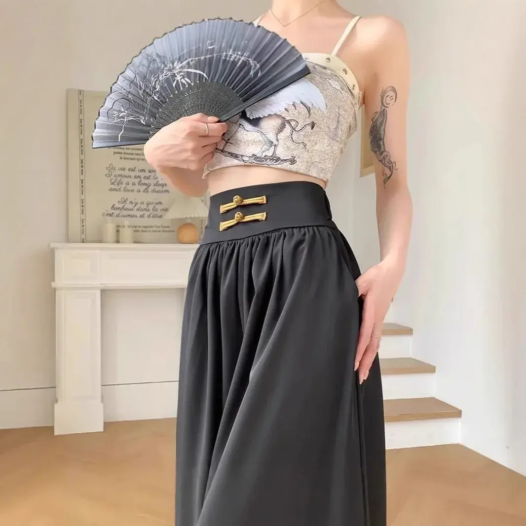 High Waist Drapey Wide Leg Casual Pants Women's Spring Summer New Chinese Design Long Trousers Southeast Asian National Style Bu