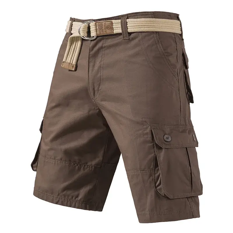 Amazon New Pure Cotton Men's Loose-Fit Work Shorts Five-Pocket Solid Color Casual Pants Summer Comfortable Pants