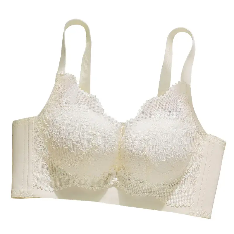 Breathable Adjustable Strapless Bra Women's Gathered Small Chest Uplift Wireless Hole Cup Side Collection Anti-Sagging Non-Magne