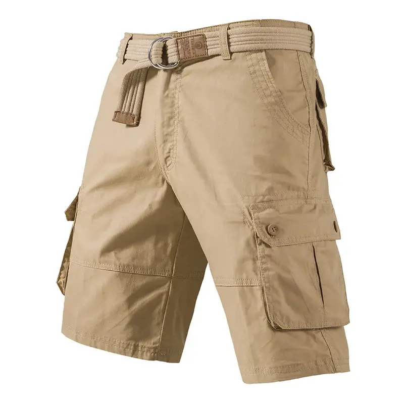 Amazon New Pure Cotton Men's Loose-Fit Work Shorts Five-Pocket Solid Color Casual Pants Summer Comfortable Pants
