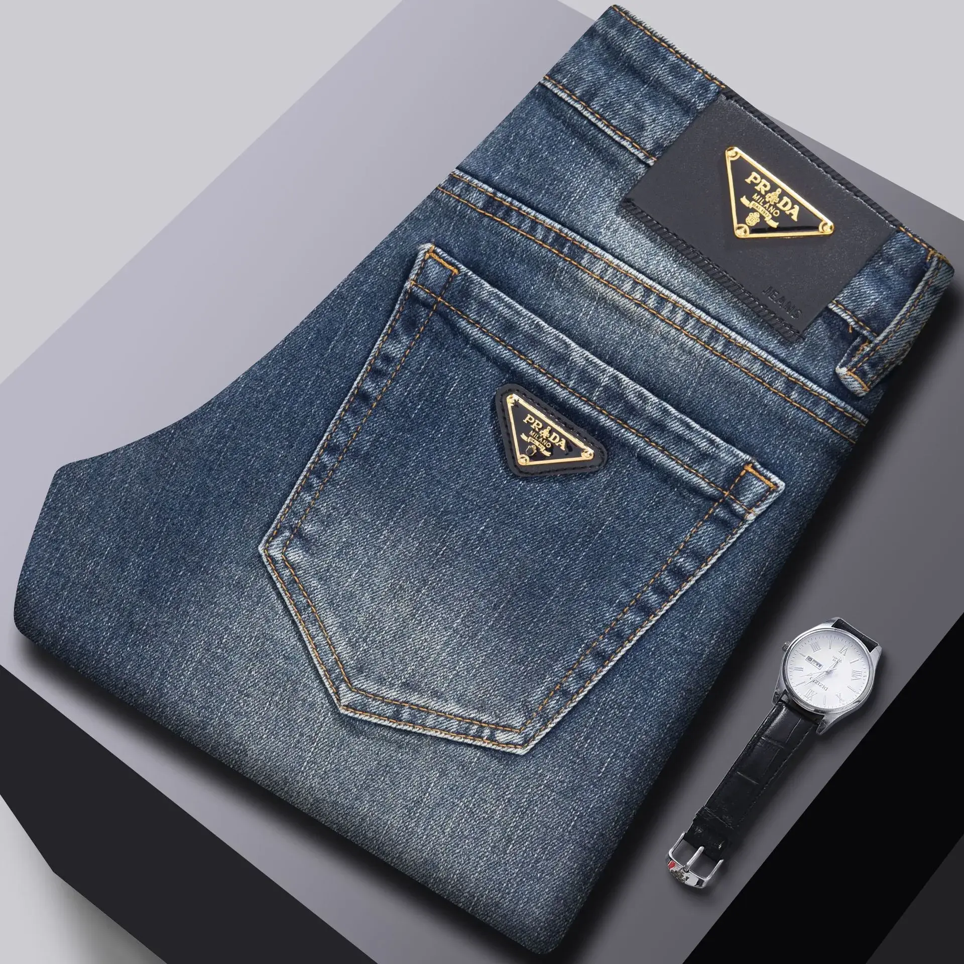 Milan Premium European Quality Autumn/Winter Men's Jeans Slims Smooths Your Silhouette Loose Straight Stretchy Vintage Trousers