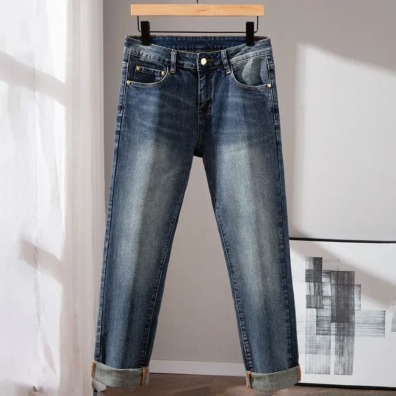 Milan Premium European Quality Autumn/Winter Men's Jeans Slims Smooths Your Silhouette Loose Straight Stretchy Vintage Trousers