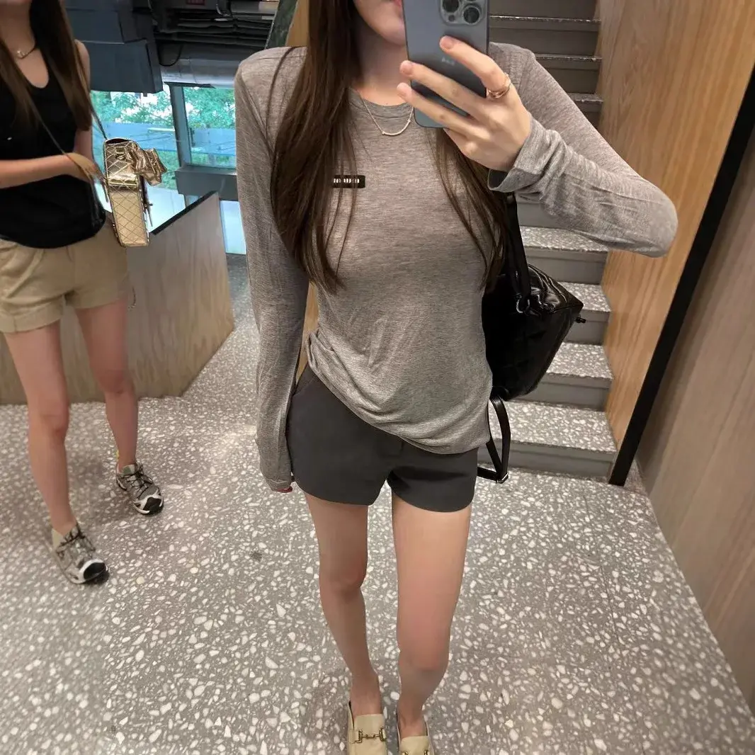 High Waist Black Suit Short Pants Women's Spring Summer Outdoor Wear Grey A- Line Wide Leg Slimming Casual Thermal Pants