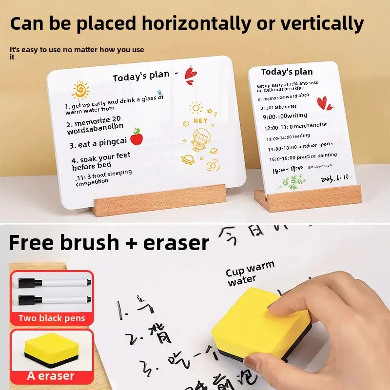 Wholesale Desktop Erasable Whiteboard Dual-Sided Writing Message Board Standing Small Blackboard Message Reminder Sketchboard
