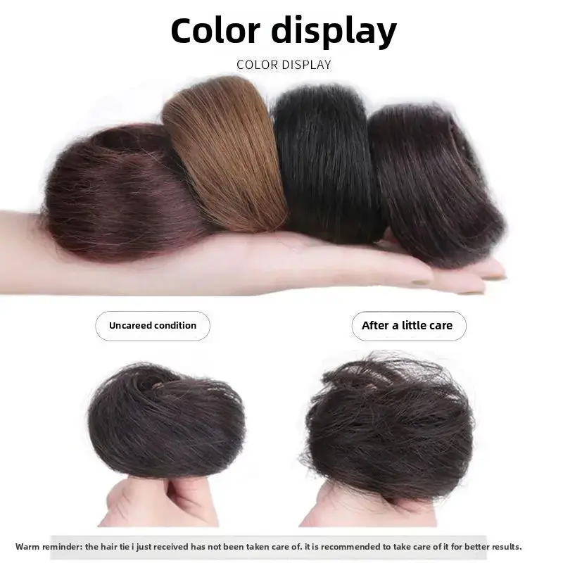 Natural Looking Women's Fiber Hair Bun Wig Fake Hair Flower Head Straight Hair Ring Artificial Hair Bundles Hair Extensions