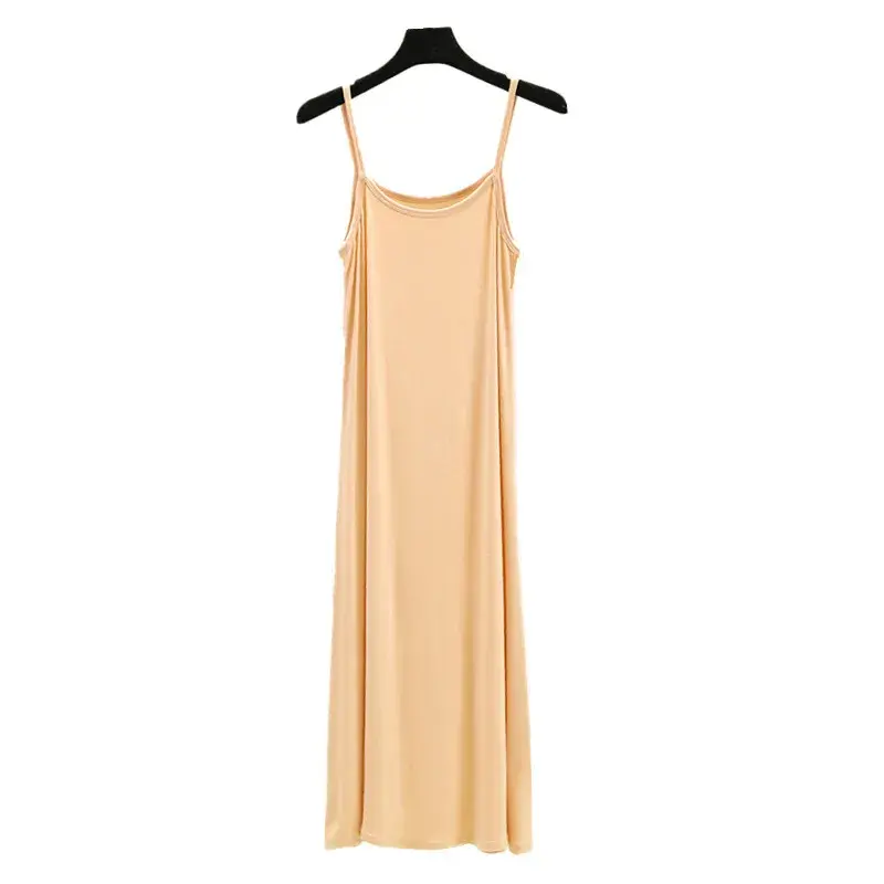 Modal Camisole Dress Women Summer Inner Wear Black White Loose plus Size Long Thin Underdress Casual Elegant Ankle-length