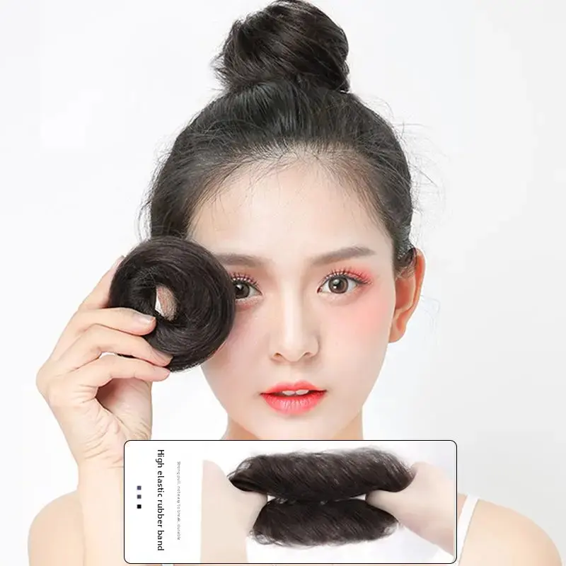 Natural Looking Women's Fiber Hair Bun Wig Fake Hair Flower Head Straight Hair Ring Artificial Hair Bundles Hair Extensions